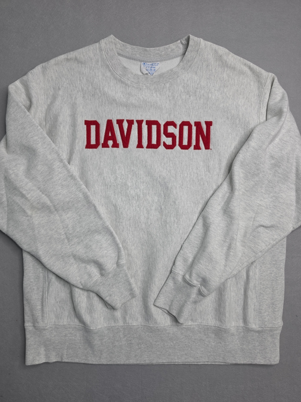 Champion Grey Crewneck Sweatshirt‎ with Red Davidson Logo XL Reverse Weave